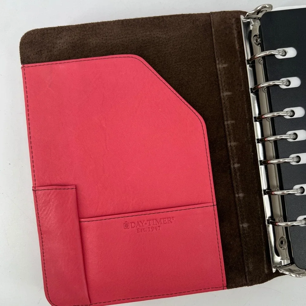 Day-Timer Pink Leather Personal Organizer‎ Planner Pink Ribbon Cancer Research